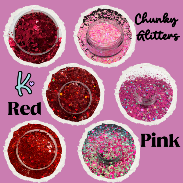 Chunky glitters Rojo- Rosado