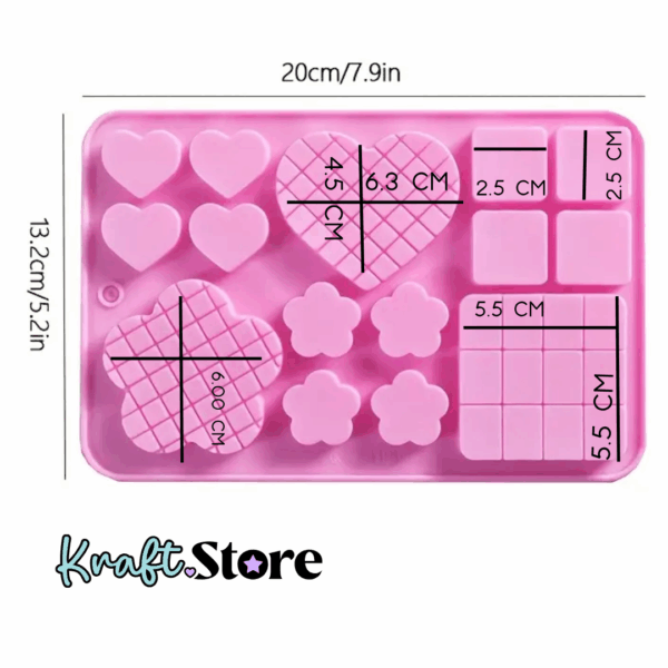 Corazones, flores, cuadrados