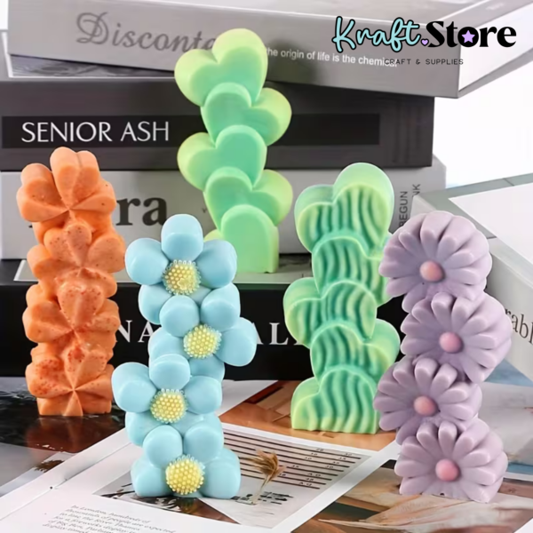 set pilares de flores y corazo