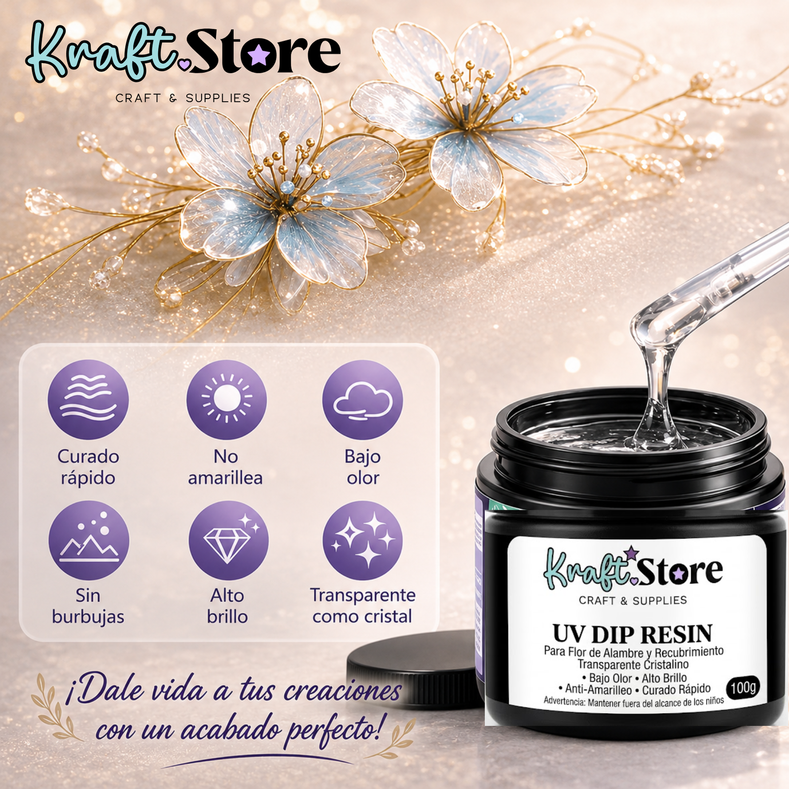 Resina UV Dip Resin 100g - Imagen 5